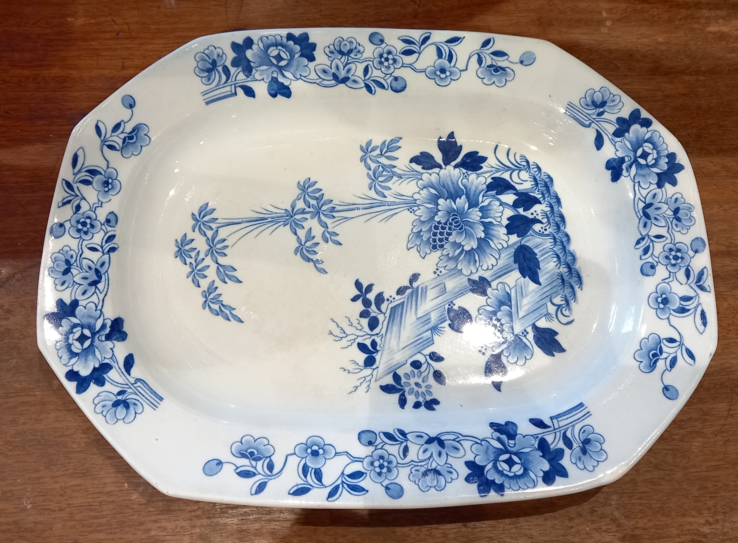 A selection of Roger's blue and white dinner wares, 19th century, each decorated with a central - Image 3 of 10