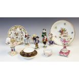 A selection of British and Continental porcelain pieces, 19th century and later, comprising; six
