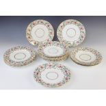 Fifteen Derby florally decorated plates, 19th century, each of circular form and decorated with