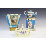A French porcelain veilleuses-theieres (tea-warmer and night light), 19th century, of lobed form