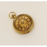 An Edwardian continental 18ct gold fob watch, the circular dial with Roman numerals and subsidiary