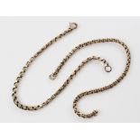 A yellow metal belcher link bracelet chain, spring ring fastener stamped '9ct', 19.7cm long,