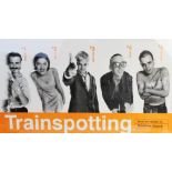 A vintage movie poster for 'Trainspotting' (1996) starring Ewan McGregor, printed by GB Posters,