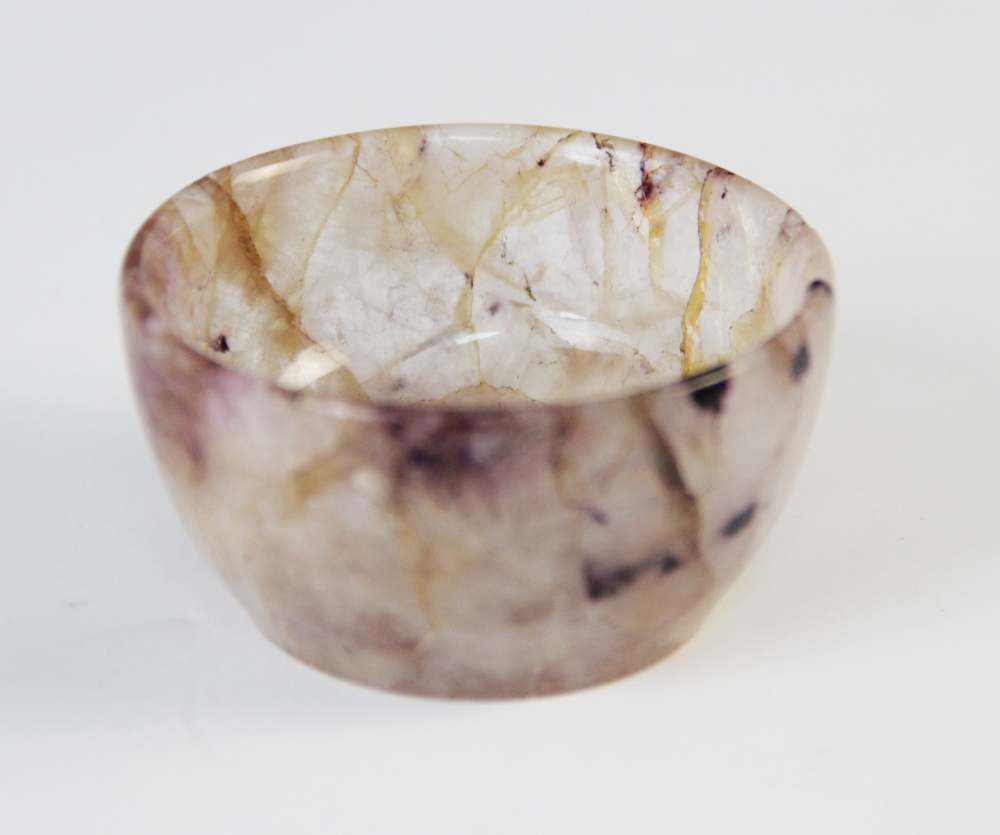 A blue john agate bowl, of plain polished circular form with central welled interior, 5.5cm diameter - Image 3 of 3