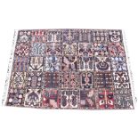 A multi-coloured ground full pile old Persian Bokhara carpet, with garden design, 200cm x 150cm