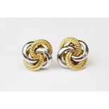 A pair of 18ct gold twist-design earrings, designed as four interlocking hoops in plain polished