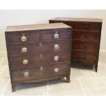 A Regency mahogany chest of drawers, the straight front chest with an arrangement of two short and