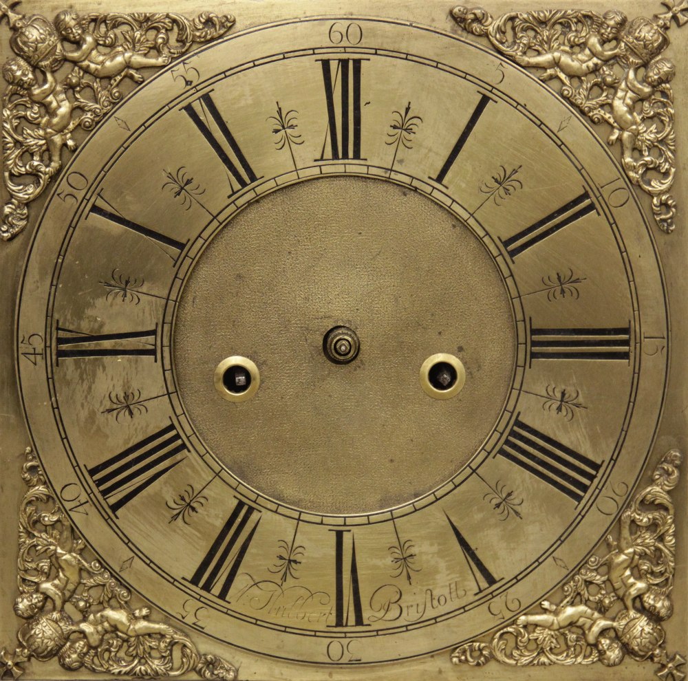 A mid 18th century oak cased eight day longcase clock, signed 'W Hibbert, Bristol', the 28cm