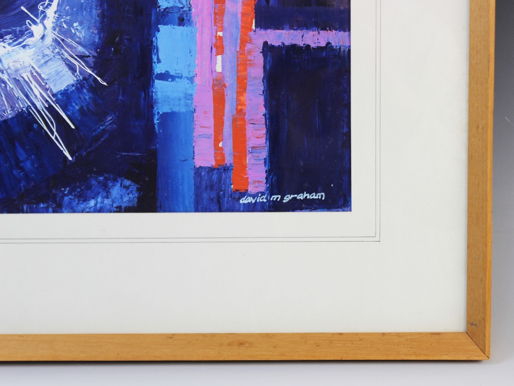 David M. Graham (British, modern school), Abstract in blues, reds and white, Oil on board, 30cm x - Bild 3 aus 3