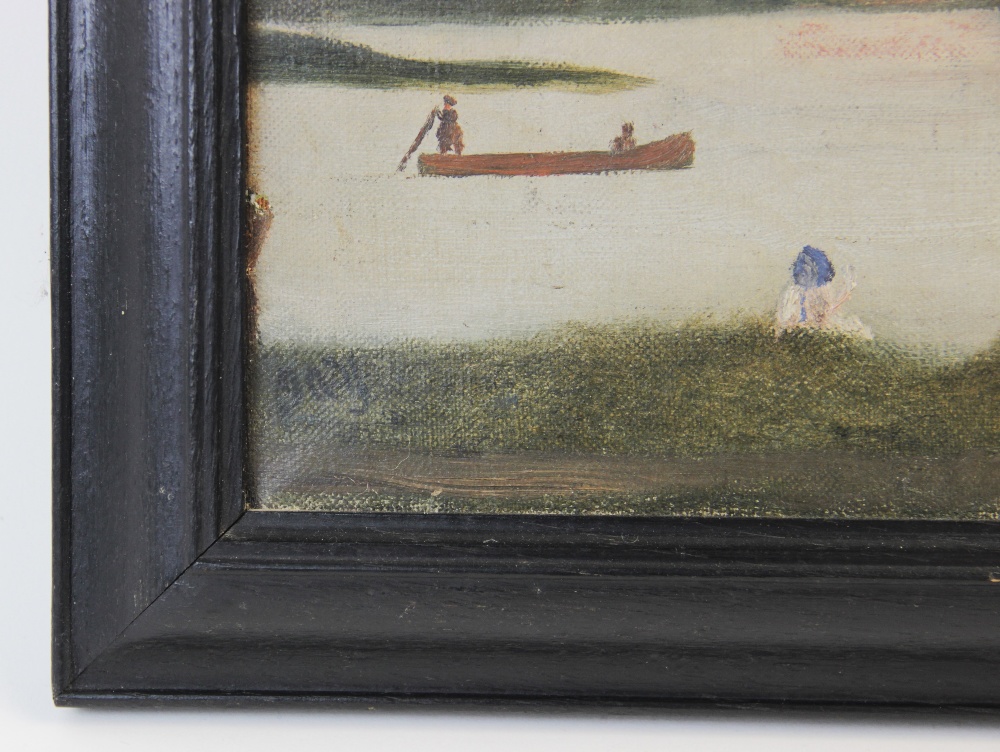 English School (early 20th century), A landscape with lake and windmills, Oil on canvas, - Image 3 of 3