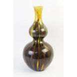 A Burmantofts art pottery faience vase, circa 1900, of double gourd form in yellow, green and