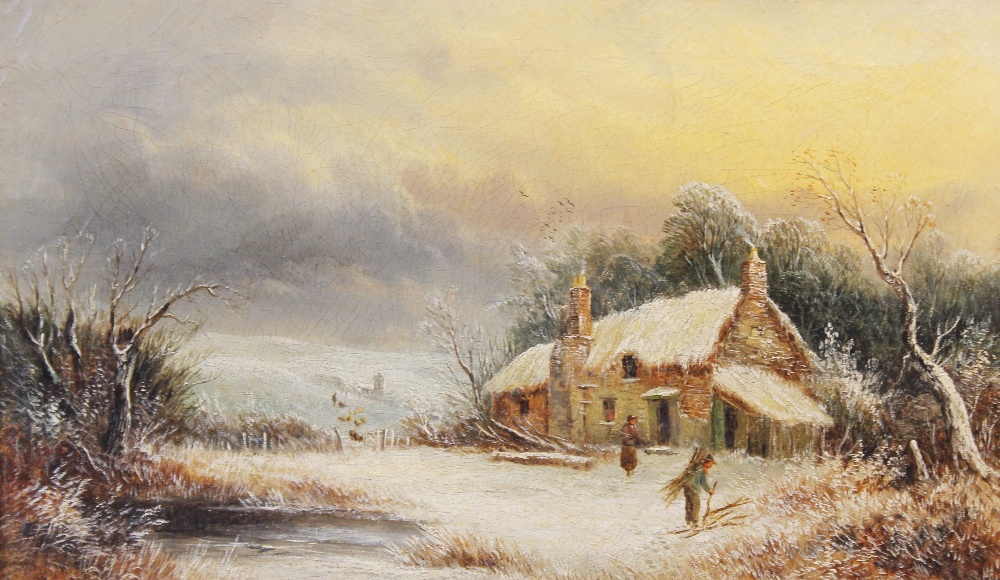 Welsh school (19th century), A Llangollen winter landscape, Oil on canvas, Indistinctly signed lower