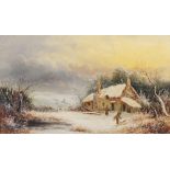 Welsh school (19th century), A Llangollen winter landscape, Oil on canvas, Indistinctly signed lower