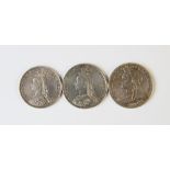 Two Victorian Crowns, dated 1889 and 1895, and a Victorian Florin dated 1890 (3)