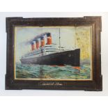 A rare early 20th Century chromolithograph on tin advertising sign for the Cunard Line, depicting