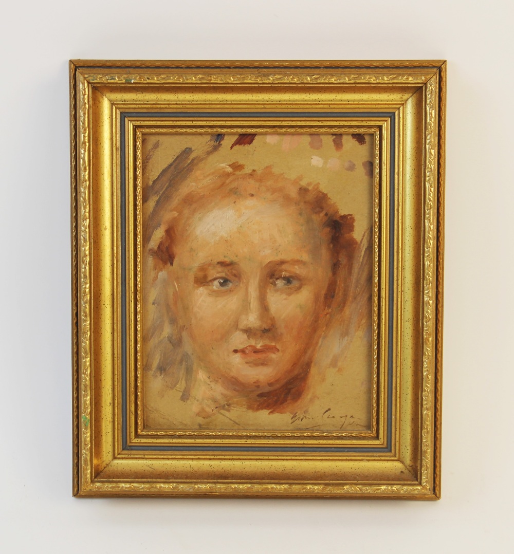 Follower of Edward Seago RBA, ARWS, RWS (1910-1974), Study for a female portrait, Oil on board, - Bild 2 aus 4