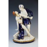 A Royal Dux Art Deco figural group of two dancers, possibly modelled as Rudolph Valentio and Vilma
