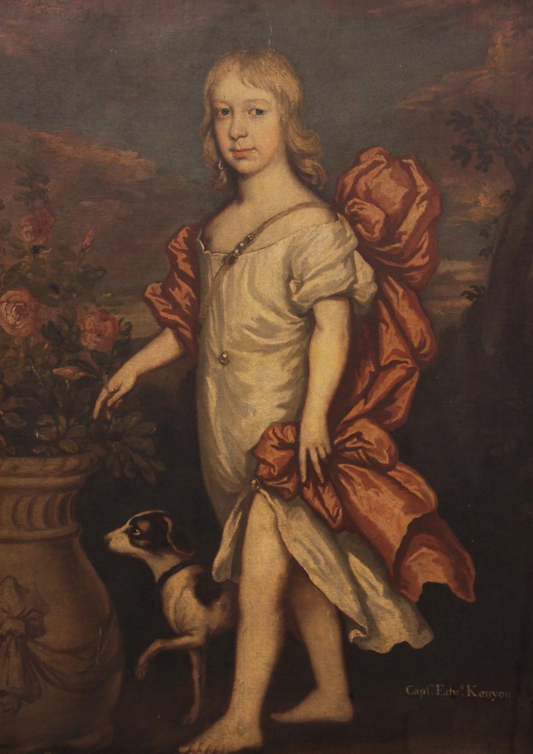 Circle of Jacob Huysmans (1630-1696), Portrait of Captain Edward Kenyon as a child, Full length in - Image 3 of 14