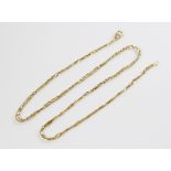 An 18ct gold necklace chain, the braided scroll-link chain with spring ring and loop fastenings,