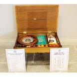 A late 20th century Dal Negro roulette table compendium, the burr walnut quarter veneered table