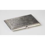 A silver aide memoire by Mappin & Webb, of rectangular form with engraved floral and foliate