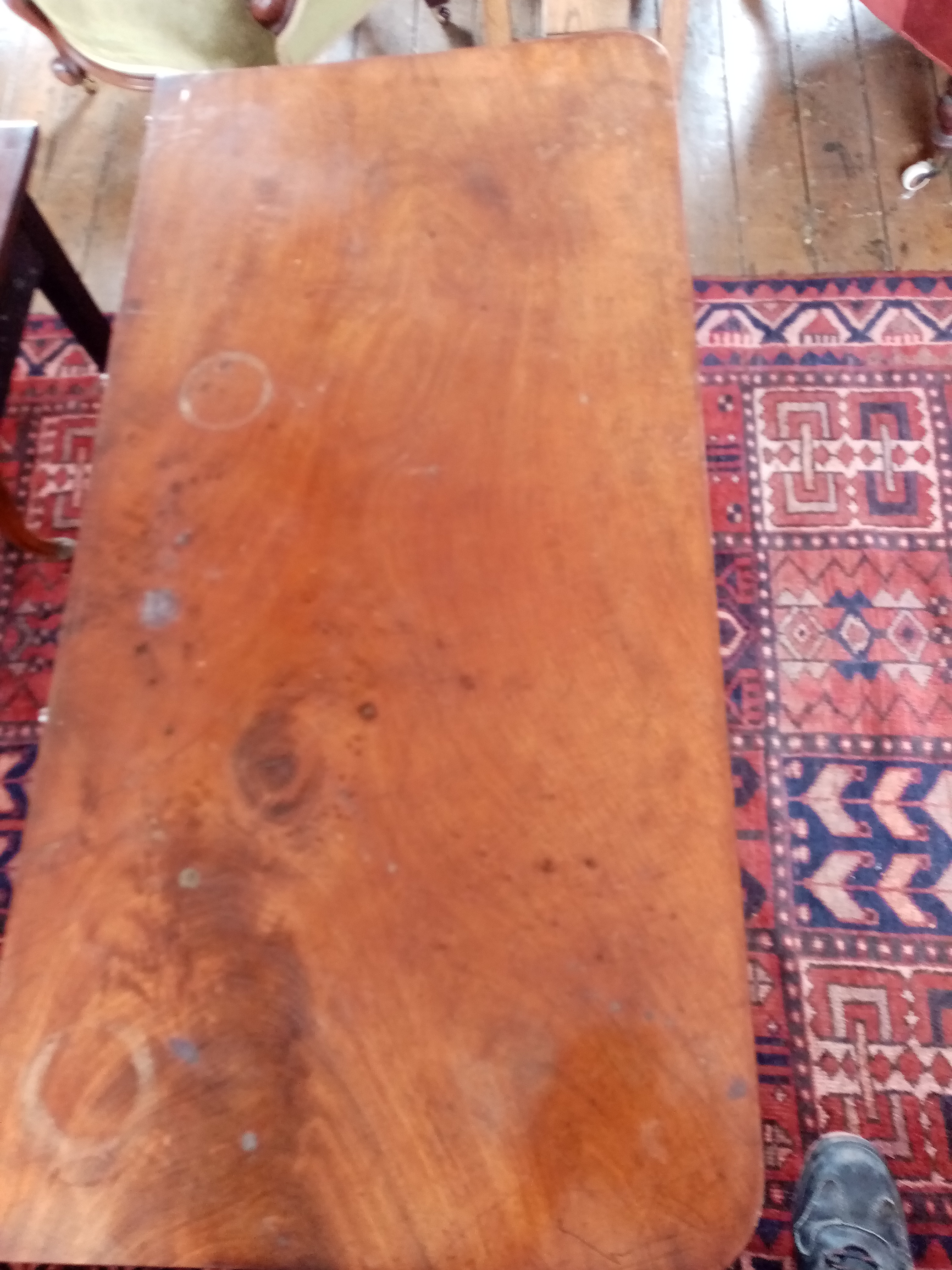 A William IV mahogany pedestal tea table, the rectangular hinged top with rounded front corners, - Image 4 of 5