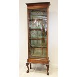 An early 20th century Chippendale revival mahogany display cabinet, with a Greek key pattern