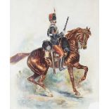 After Harry Payne (1858-1927), A mounted cavalry corporal, Watercolour on paper, Inscribed 'Copy