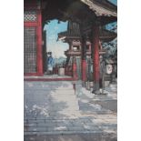 Hasui, Kawase (1883-1957), Japanese woodblock print, Meguro Fudo Temple, 6mm Watanabe seal ? circa
