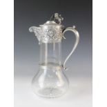 An Edwardian cut glass silver mounted claret jug by Goldsmiths & Silversmiths Co Ltd, London 1901,