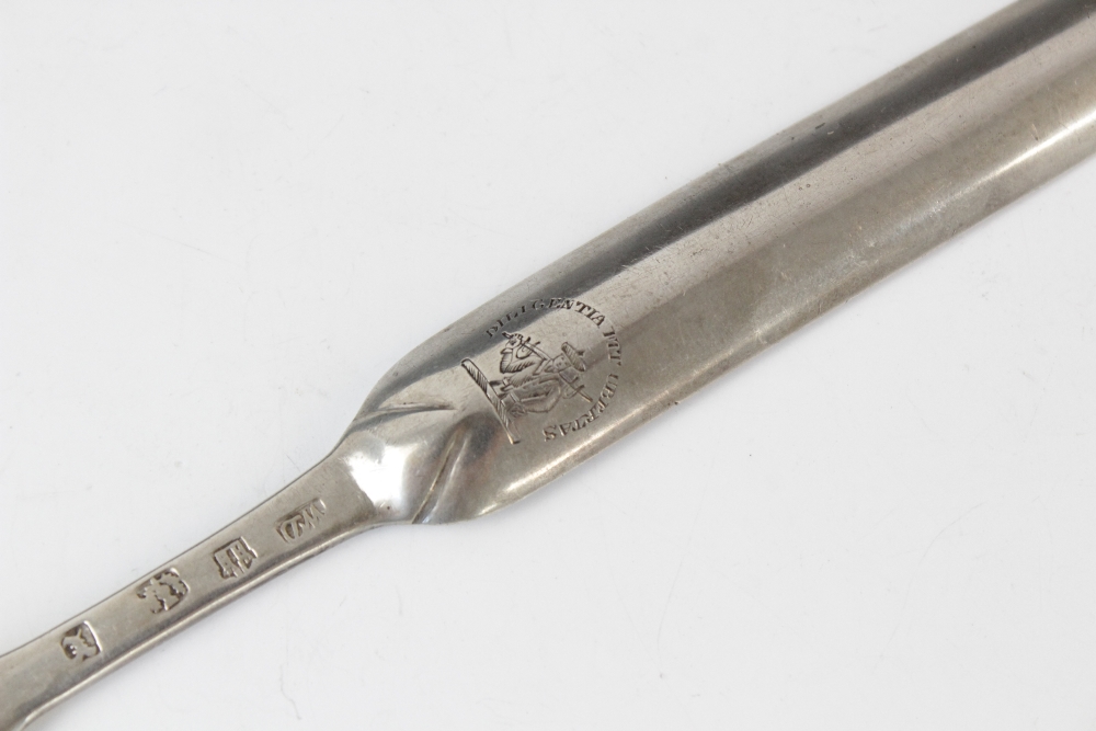 A George III Scottish silver marrow scoop by William Davie, Edinburgh 1776, of typical form, - Image 3 of 4