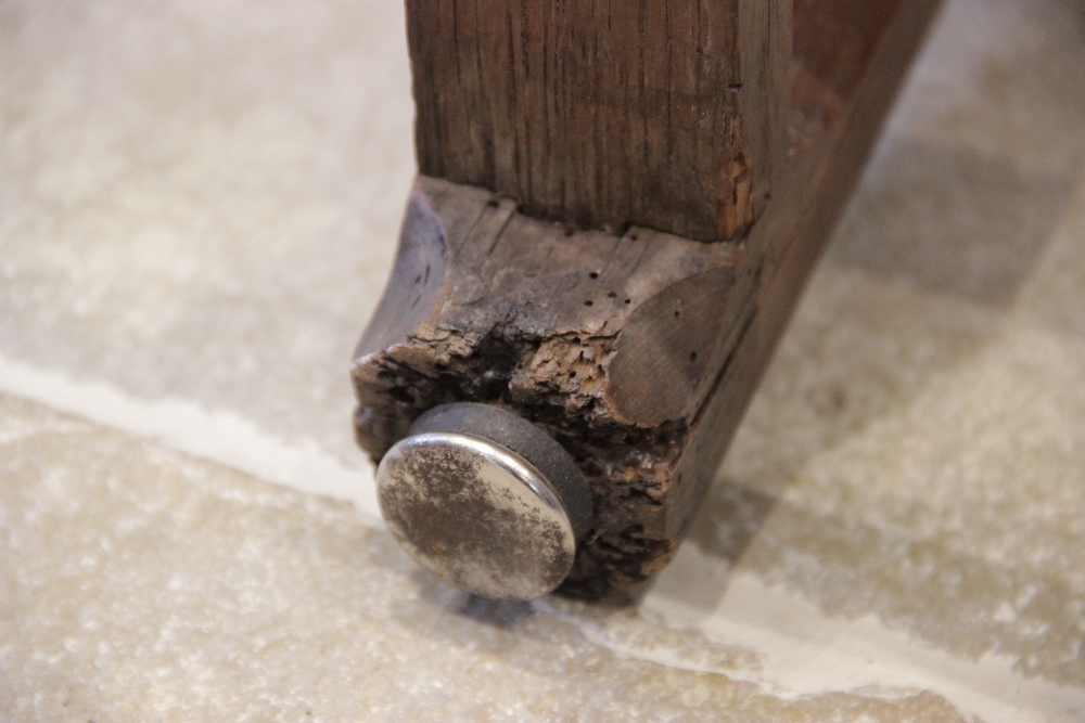 A 16th century jointed oak armchair, the two wavy back rails supported on chamfered supports - Image 12 of 14