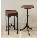 A Chinese Chippendale revival mahogany lamp table, early 20th century, the square top with a