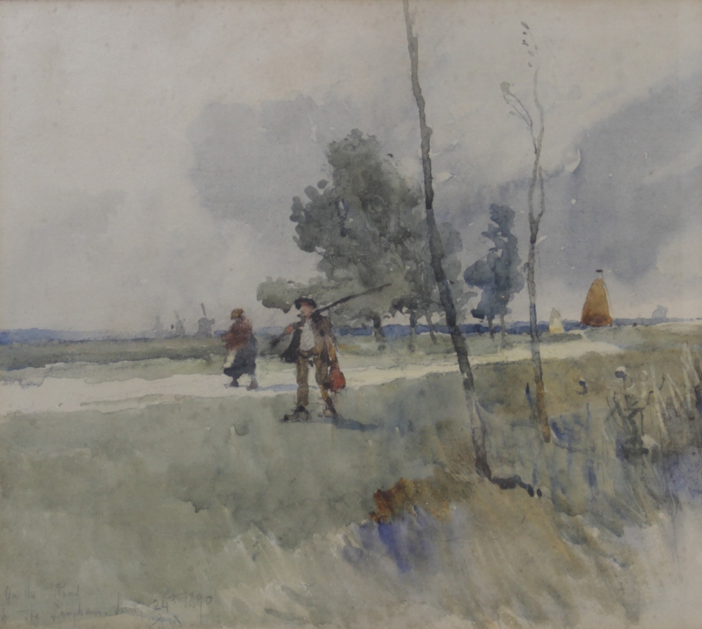 Charles J. Watson R.E. (British, 1846-1927), 'On The Road', Watercolour on paper, Monogrammed,