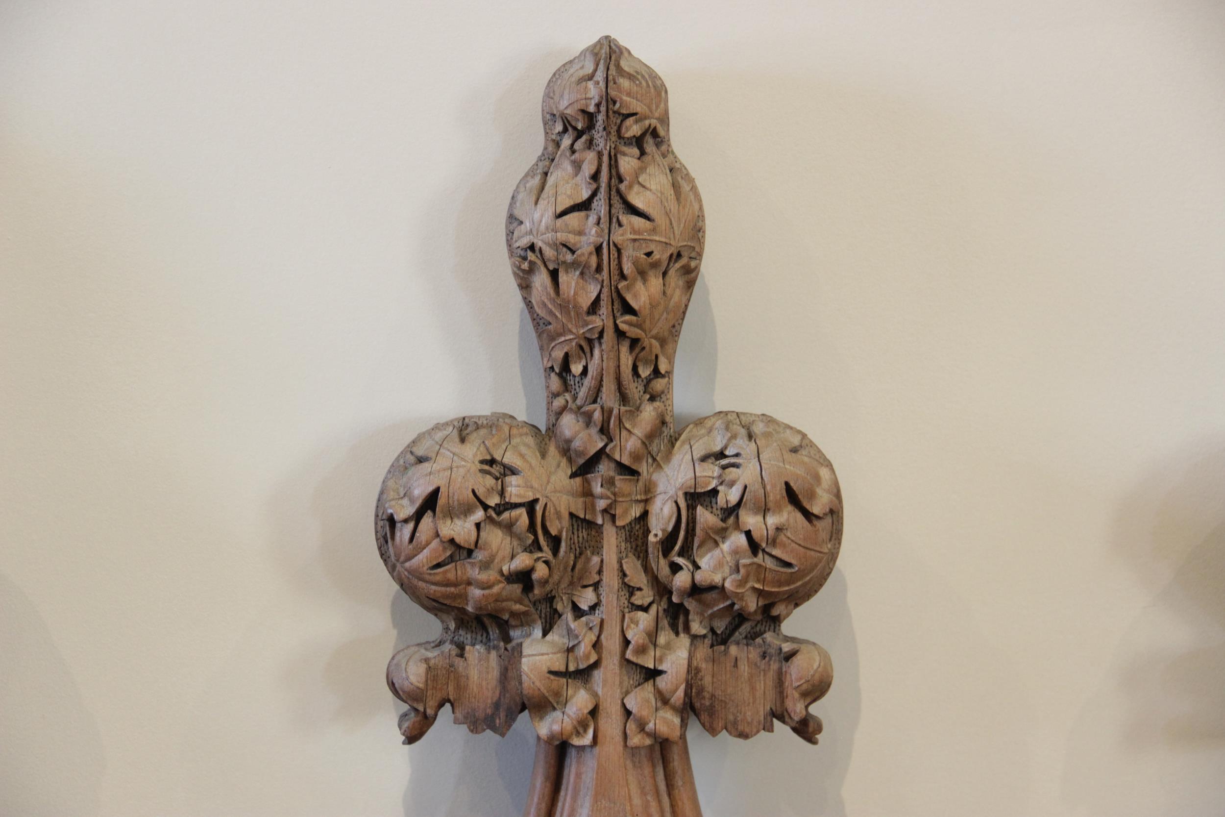 Four English Gothic revival oak pew ends, 19th century, each of ogee gothic arch form with tri- - Image 3 of 3