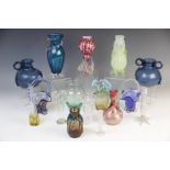 A collection of Victorian style decorative glassware, 19th century and later, to include: prunted