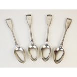 A set of four Victorian fiddle pattern silver tablespoons, Chawner & Co, London 1848, each