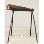 A late 19th early 20th century iron saw sharpening stand by John Swain, Shrewsbury, cast in relief