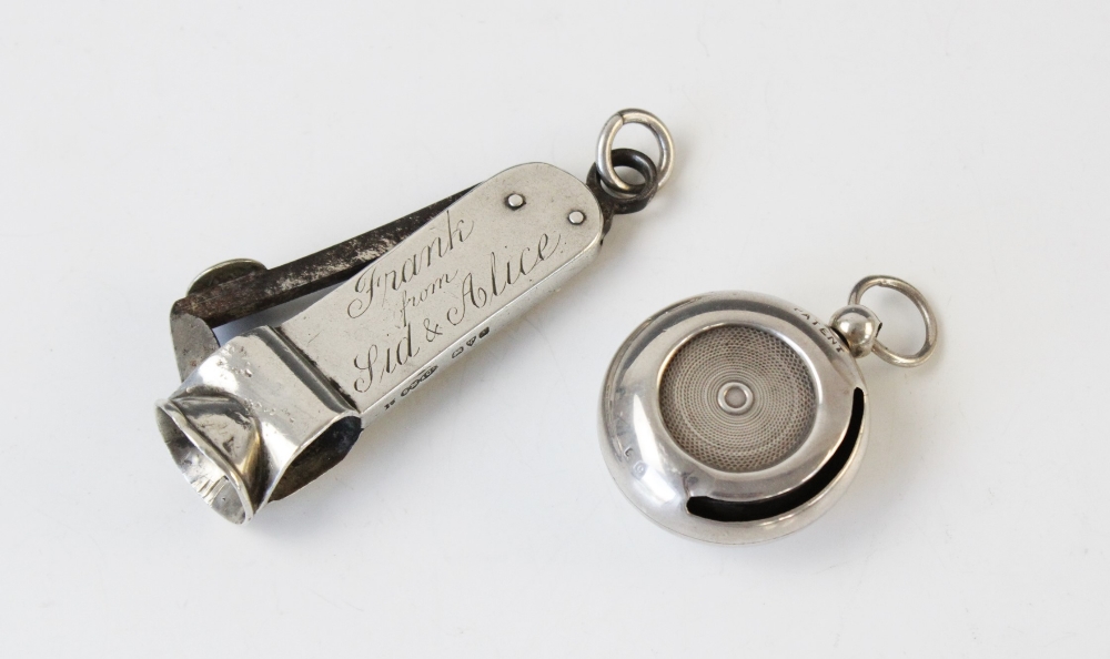 An Edwardian silver cigar piercer by Sampson Mordan, Chester 1910, of typical form with