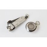 An Edwardian silver cigar piercer by Sampson Mordan, Chester 1910, of typical form with