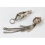 A Victorian silver chatelaine clip by Samuel Jacob, London 1894, the shaped clip pierced and cast