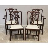 A set of eight mahogany Chippendale style dining chairs, early 20th century, each chair with an