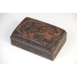 A Chinese cinnabar lacquer coloured box and cover, 20th century, of rectangular form, the cover