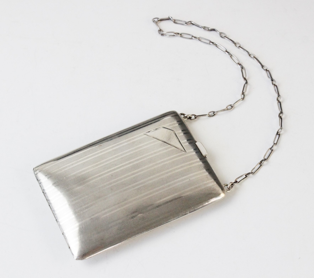 A sterling silver minaudiere by Webster Company, of rectangular form with engine turned decoration - Image 2 of 2
