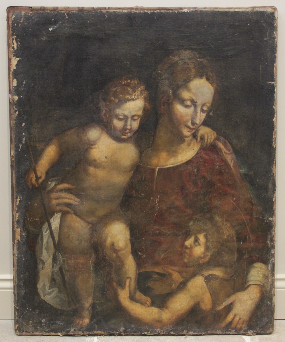 Italian school (18th century), Madonna and child with the infant John The Baptist, Unsigned, 98. - Image 2 of 3