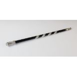 An Austrian ebonised wood and silver mounted swagger stick, of tapering form with engraved