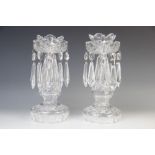 A pair of Waterford crystal lustres, 20th Century, each with baluster stems on spreading circular