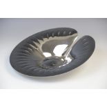 A Georg Jensen silver coloured fruit bowl, late 20th century, modelled in the form of a lily pad,