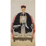 Chinese School (19th century), Gouache on paper, Ancestral Portrait of a 1st Rank Civil Official,