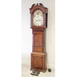 An early 19th century oak and mahogany cross banded eight day longcase clock by J Edwards Corwen,